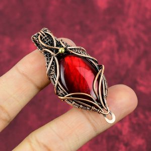 Red Fire Labradorite Copper Pendant