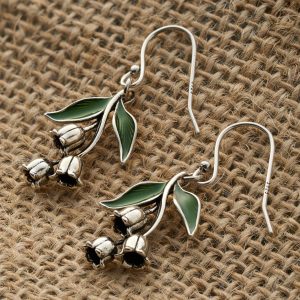 Lily of the Valley Enamel Drop Earrings