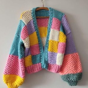 Boho Patchwork Knit Cardigan